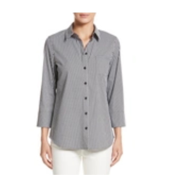 LAFAYETTE 148 NEW YORK Paget Gingham Blouse small - Picture 1 of 8